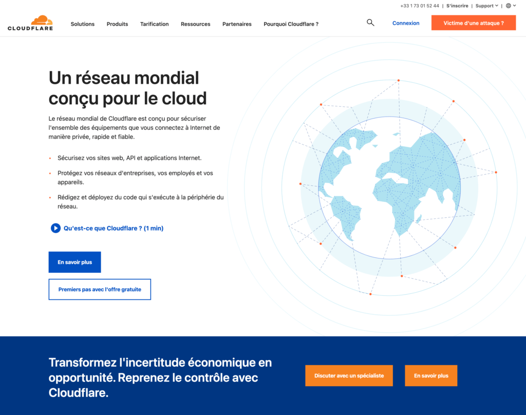 cloudflare CND gratuit -  vitesse du site web