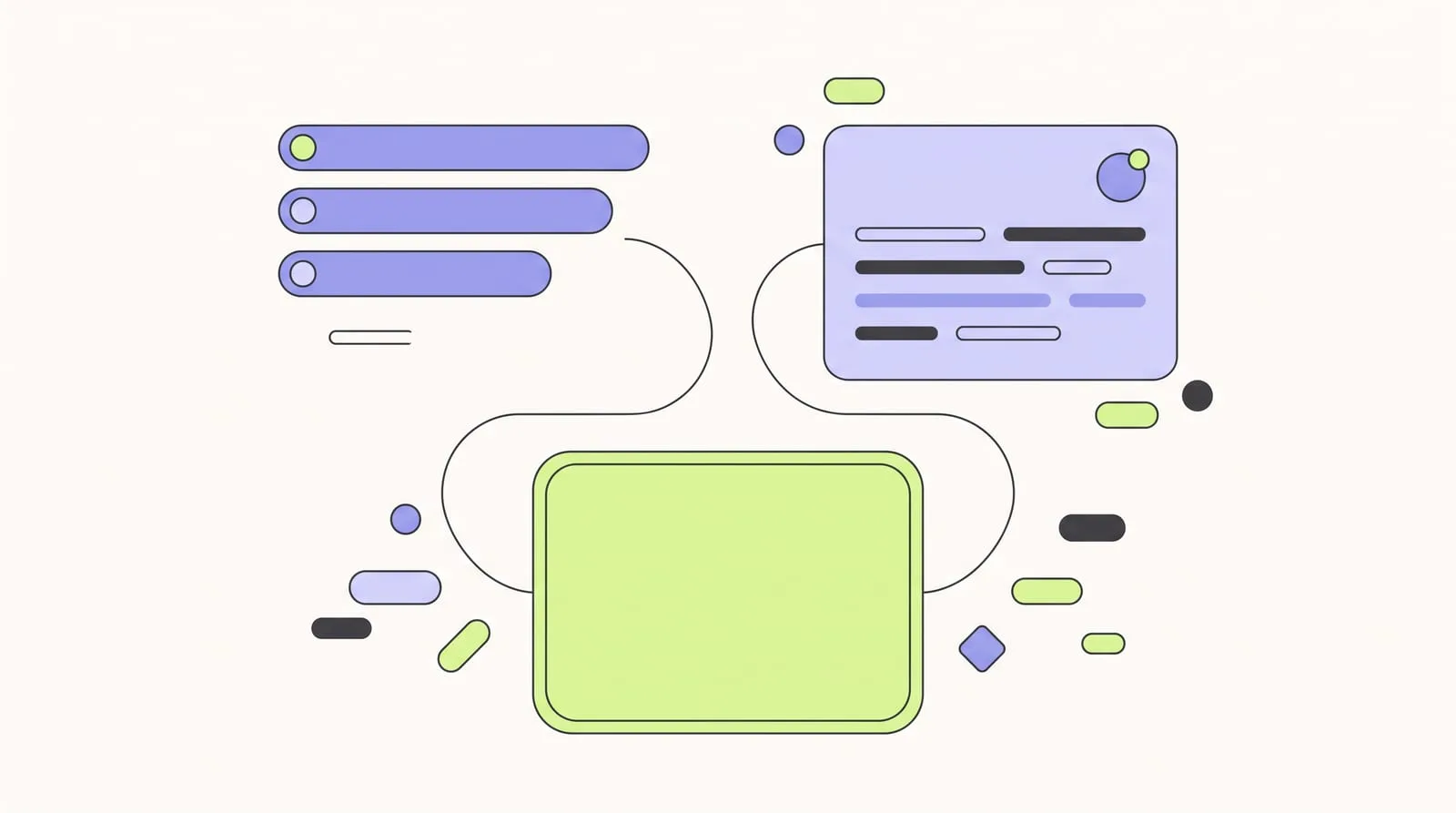 Illustration : une liste de résultats de recherche et un panneau de réponse générative pointent vers la même page mise en évidence