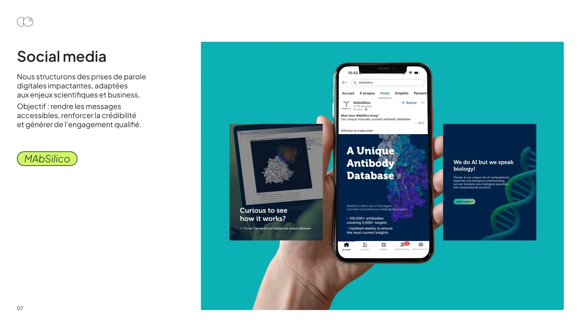 Portfolio DigiObs, page 7 : Social media (MAbSilico)